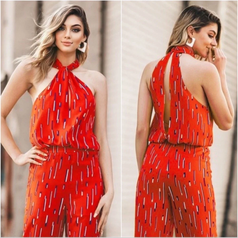 (4)New Summers red jumpsuit 4th of July blue white design summer outfit - Picture 2 of 4
